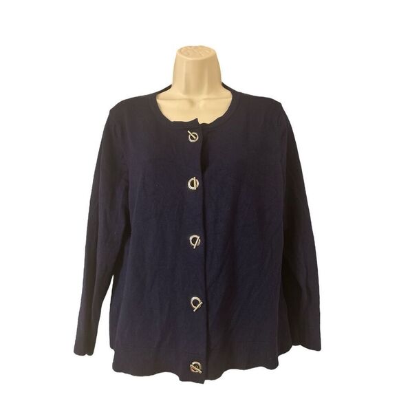 Philosophy Republic Sweater Women’s Size XL Cardigan Navy Silver Toggles - Picture 1 of 7